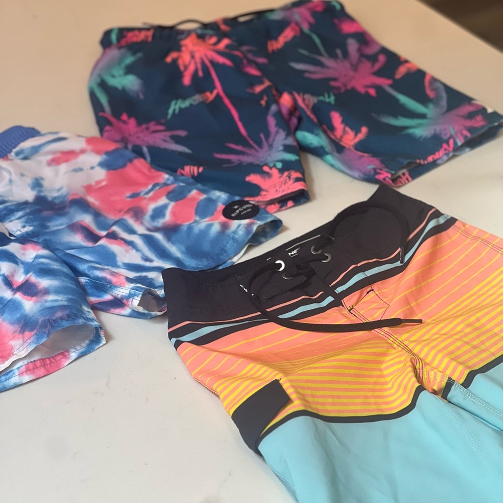 Set of 3 Swim Trunks - Hurley, Rip Curl and O’Neill